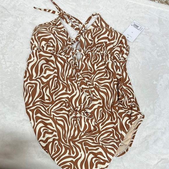 Isabel Maternity by Ingrid & Isabel Brown and White One Piece Swimsuit - Picture 1 of 10